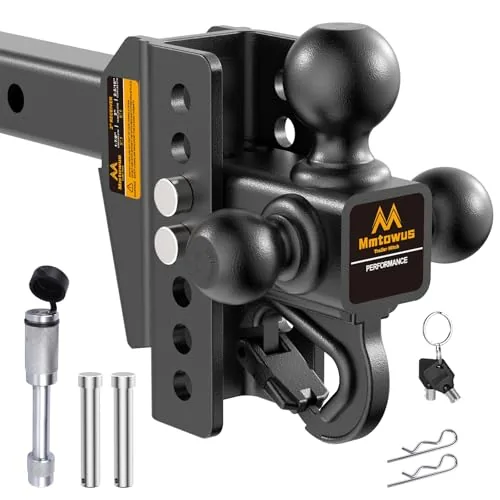 Mmtowus Tri-Ball Adjustable Drop Hitch 2" Receiver 6"