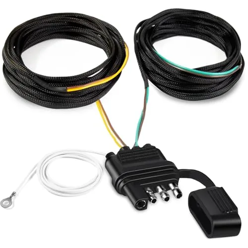 ATQYZLM 22FT 4-Pin 5-Wire Trailer Harness w/ Mesh Guard