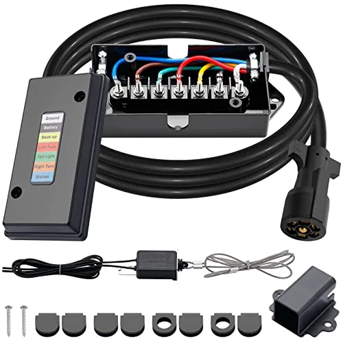 CheeMuii 8FT 7-Way Trailer Wiring Harness with Junction Box