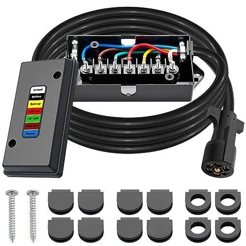 CheeMuii 8FT 7-Way Trailer Harness with Junction Box