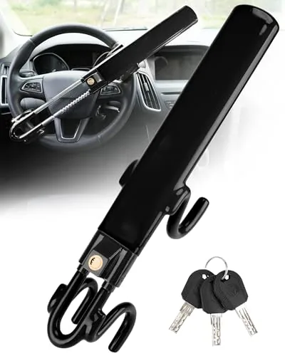 Tevlaphee Steering Wheel Lock Heavy Duty Twin-Bar