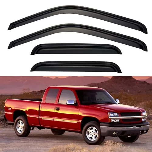 YQAUTEC Rain Guards 1999-2006 Chevy Silverado/GMC Sierra Ext Cab