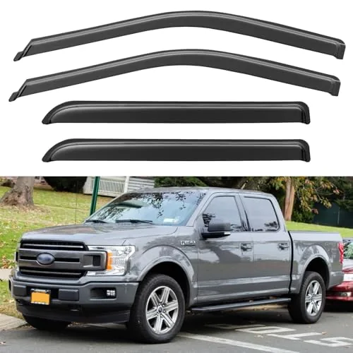 YQAUTEC Rain Guards 2015-2026 Ford F150 Crew Cab